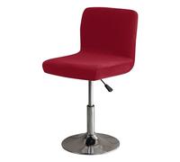 GUYIRT Soft Stretch Bar Stool Covers with Back, Velvet Slipcovers for Bar Stools Dustproof Protector for Short Back Pub Chairs-wine red-Set of 2