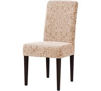 GUYIRT Spandex Parson Chair Cover, Pattern Stretch Printed Dining Chair Slipcover Removable Washable Chair Protectors Covers -apricot-4pcs