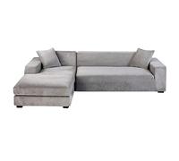 GUYIRT Velvet Sectional Couch Covers, 2 Piece Stretch Couch Cover L Shape Non Slip L Shaped Sofa Cover Soft Furniture Protector for Corner Sofa -light gray-3+2 seater