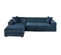 GUYIRT Velvet Sectional Couch Covers, 2 Piece Stretch Couch Cover L Shape Non Slip L Shaped Sofa Cover Soft Furniture Protector for Corner Sofa -navy blue-3+2 seater