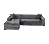 GUYIRT Velvet Sectional Couch Covers, 2 Piece Stretch Couch Cover L Shape Non Slip L Shaped Sofa Cover Soft Furniture Protector for Corner Sofa -dark gray-3+2 seater