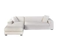 GUYIRT Velvet Sectional Couch Covers, 2 Piece Stretch Couch Cover L Shape Non Slip L Shaped Sofa Cover Soft Furniture Protector for Corner Sofa -White-4+4 seater