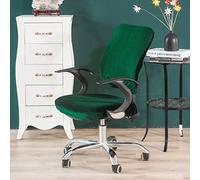 GUYIRT Velvet Spandex Chair Cover - Dark Green - Washable, Stretch Fit Office Chair Slipcover - Universal Size - 2 Pack