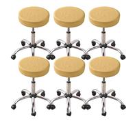 GUYIRT Waterproof Bar Stool Seat Covers Round Barstool Covers Slipcovers Set of 2 4 6 Leather Barstool Chair Covers with Elastic Band (yellow,6 Pack)