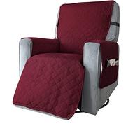 GUYIRT Waterproof Recliner Chair Cover Reversible Quilted Recliner Couch Covers Washable 1 Seat Reclining Chair Slipcovers with Adjustable Buckles -wine red-Large