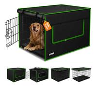GUYISS Ventilated Dog Crate Cover,Double Windows&Top Breathable Mesh, Indoor Outdoor Kennel Cover, 900D Waterproof Oxford Cloth, All Sides Open, Universal Fit for 1 2 3 Doors 48 inches Wire Dog Crate.