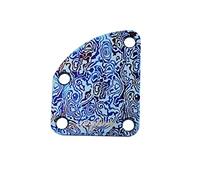 Guyker 1 PCS Titanium Alloy Damascus Pattern Electric Guitar Bass Neck Plate/Neck Joint Plate, Curved Cutaway Semi Round Back Mounting Plate 4 Holes