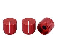 Guyker 3Pcs Guitar Aluminum Flat Top Control Knobs Dia. 6mm(0.24") Shaft Pots - Dome Tuning Potentiometer Knob Replacement Part for Electric Guitar or Precision Bass, red