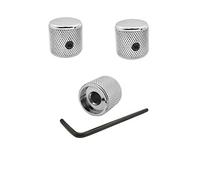 Guyker 3Pcs Guitar Control Knobs for 1/4"(6.4mm) Dia. Shaft Pots - Dome Potentiometer Knob Compatible with Fender Telecaster Tele Style Electric Guitar or Precision Bass (Chrome)