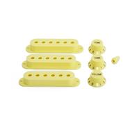 Guyker 3Pcs Plastic Guitars Single Coil Pickup Covers (52mm Pole Spacing) & 1 Volume 2 Tone 1V2T Switch Knobs & Switch Tip Cap Pickup Mounting Ring Set for Electric Guitar Bass (PS030-6)