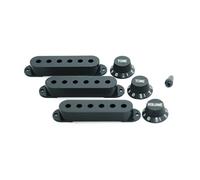 Guyker 3Pcs Plastic Guitars Single Coil Pickup Covers (52mm Pole Spacing) & 1 Volume 2 Tone 1V2T Switch Knobs & Switch Tip Cap Pickup Mounting Ring Set for Electric Guitar Bass (PS030-19)