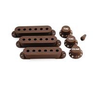 Guyker 3Pcs Plastic Guitars Single Coil Pickup Covers (52mm Pole Spacing) & 1 Volume 2 Tone 1V2T Switch Knobs & Switch Tip Cap Pickup Mounting Ring Set for Electric Guitar Bass (PS030-23)