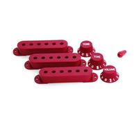 Guyker 3Pcs Plastic Guitars Single Coil Pickup Covers (52mm Pole Spacing) & 1 Volume 2 Tone 1V2T Switch Knobs & Switch Tip Cap Pickup Mounting Ring Set for Electric Guitar Bass (PS030-14)