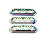 Guyker 3Pcs Single Coil Guitar Pickup Covers (52mm Pole Spacing), Copper Hollow Out Style Pickup Mounting Ring Set Guitar Accessories Replacement Part (PS005, Chameleon Rainbow)