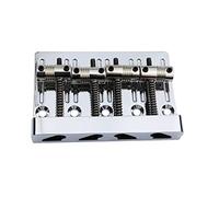 Guyker 4 String High Mass Bass Bridge with Vintage CNC Machined Brass Saddles Tailpiece Replacement for Jazz Electric Bass (GB403, Chrome)