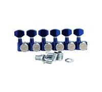 Guyker 6 In-line Guitar Locking Tuners - 1:18 Lock String Tuning Key Pegs Machine Heads for Folk Classical Acoustic Electric Guitar - GK434, Blue Chrome