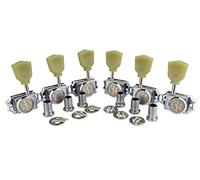 Guyker 6Pcs Guitar Locking String Tuning Pegs (3R + 3L) - 1:15 Vintage Deluxe Style Tuners Key Machine Heads Set with Keystone Knobs Replacement for Les Paul Style Electric, Folk or Acoustic Guitars