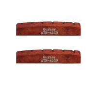 Guyker Acoustic Guitar Bone Nut - 6 String Red Flat Bottom Pre-Slotted Bone Nuts Replacement Parts Accessories for Acoustic Folk Guitar 2 Piece, 43x5x9mm ATR-4359