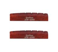 Guyker Acoustic Guitar Bone Nut - 6 String Red Flat Bottom Pre-Slotted Bone Nuts Replacement Parts Accessories for Acoustic Folk Guitar 2 Piece, 43x6x9mm ATR-4369