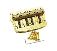 Guyker Bass Bridge String Spacing 17.5mm, 4 String Hardtail Bass Bridge Assemble with Brass Saddle (GB408, Gold)