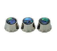 Guyker Brass Potentiometer Control Knobs Dia. 6.3mm Shaft Pots - 3 Pieces Top Hat Abalone top Bell Speed Tone Volume Switch Knob Replacement for Electric Guitar or Precision Bass CNC Machine, CKB027