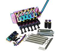 Guyker Double Rocking Tremolo Bridge, 6 String Electric Guitar Spring Stabilizer Device Vibrato System Tailpiece Saddle Complete Install Kit(GKS4000 Rainbow Chameleon, 42mm String Lock Length)