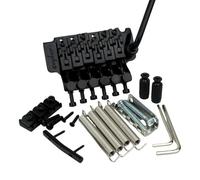 Guyker Double Rocking Tremolo Bridge, 6 String Electric Guitar Spring Stabilizer Device Vibrato System Tailpiece Saddle Complete Install Kit Replacement(GKS2000 Black, 42mm String Lock Length)