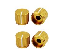 Guyker Guitar Aluminum Alloy Flat Top Control Knobs Dia. 6mm(0.24") Shaft Pots - Dome Tuning Potentiometer Knob Replacement Part for Electric Guitar or Precision Bass, 4-Pack Gold