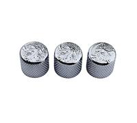 Guyker Guitar Bass Potentiometer Control Knobs with 6mm Dia. Shaft Pots - 3PCS Zinc alloy Speed Tone Volume Knob Replacement for Electric Guitar or Precision Bass, (No.2 Pattern Top, chrome)