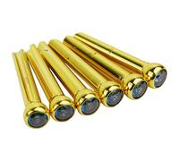 Guyker Guitar Bridge Pins, 6 Pcs Brass Pins Endpin with Colored Diamond for 6 String Acoustic Folk Guitar Nail Pegs Fixed Cone Replacement Parts 1 Set (GX-008)