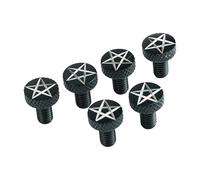 Guyker Guitar Bridge Saddle Fine Tuning Screws Set with Star Top for Tremolo Bridge System Replacement Part Black (FR-004, 6PCS)