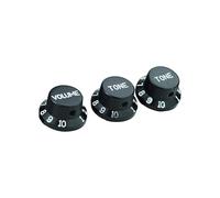 guyker Guitar Control Knobs 1V2T, 3Pcs Aluminum Alloy Dia.6.3mm 2 Tone and 1 Volume Speed Potentiometer Knob Top Hat Replacement Part for Electric Guitar Bass Accessories, CKB032 Black