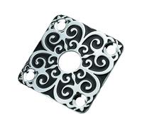 Guyker Guitar Jack Plate, Square Curved Stainless Steel Electric Guitar Bass JackPlate Cover Replacement Part 1 Piece (GJ013, Black + Chrome)
