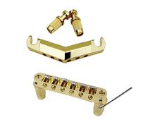 Guyker Guitar Stop Bar Tailpiece GK21 with Anchors and Studs + GM005 Tune-O-Matic Roller Saddle Guitar Bridge Compatible with Les Paul LP SG Electric Guitar (Gold)