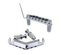Guyker Guitar Stop Bar Tailpiece GK21 with Anchors and Studs + GM005 Tune-O-Matic Roller Saddle Guitar Bridge Compatible with Les Paul LP SG Electric Guitar (Chrome)