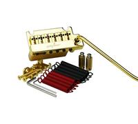 Guyker Guitar Tremolo Bridge String Spacing 10.8MM with Brass Roller Saddle and Brass Block & Bridge Stud, Spring and Claw, Pop-In Vibrato Bar, Complete Install Kit, GG1009-T Gold