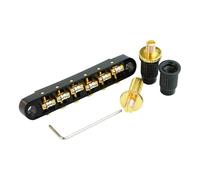 Guyker Guitar Tune-O-Matic Roller Saddle Bridge Replacement Part Compatible with Les Paul LP SG Style 6 String Electric Guitar - GM005, Black Gold
