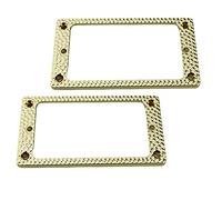 Guyker Metal Flat Humbucker Cover, Pickup Mounting Ring Set - Bridge Neck Pickups Frame Replacement Part for Electric Guitar or Precision Bass(2PCS, PR004 Gold)