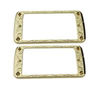 Guyker Metal Flat Humbucker Cover, Pickup Mounting Ring Set - Bridge Neck Pickups Frame Replacement Part for Electric Guitar or Precision Bass(2PCS, PR006 Gold)