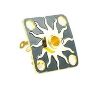 Guyker Square Curved Metal Jack Plate GJ011 with Mono Output Jack Socket Replacement Part for Electric Guitar Bass (Black+Gold)