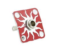 Guyker Square Curved Metal Jack Plate GJ011 with Mono Output Jack Socket Replacement Part for Electric Guitar Bass (Red+Chrome)