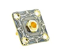 Guyker Square Curved Metal Jack Plate GJ012 with Mono Output Jack Socket Replacement Part for Electric Guitar Bass (Black+Gold)