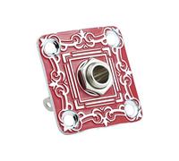 Guyker Square Curved Metal Jack Plate GJ012 with Mono Output Jack Socket Replacement Part for Electric Guitar Bass (Red+Chrome)