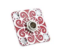 Guyker Square Curved Metal Jack Plate GJ013 with Mono Output Jack Socket Replacement Part for Electric Guitar Bass (Red+Chrome)