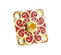 Guyker Square Curved Metal Jack Plate GJ013 with Mono Output Jack Socket Replacement Part for Electric Guitar Bass (Red+Gold)