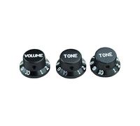 Guyker Top Hat Guitar Potentiometer Control Knobs with 6.3mm Dia. Shaft Pots - 3PCS Aluminium Alloy Bell Cap 1V2T Volume Tone Switch Knob for Electric Guitar or Precision Bass, CKB032 Black