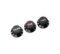 Guyker Top Hat Guitar Potentiometer Control Knobs with 6.3mm Dia. Shaft Pots - 3PCS Aluminium Alloy Bell Cap 1V2T Volume Tone Switch Knob for Electric Guitar or Precision Bass, CKB032 Black Red