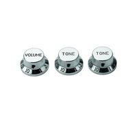 Guyker Top Hat Guitar Potentiometer Control Knobs with 6.3mm Dia. Shaft Pots - 3PCS Aluminium Alloy Bell Cap 1V2T Volume Tone Switch Knob for Electric Guitar or Precision Bass, CKB032 Chrome