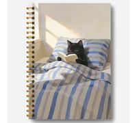 Guymn Black Cat Reading Notebook, Book Lover Reader Bookworm Gifts Journal, Black Cat Lover Gifts, Cozy Kitten Bookish Hardcover Spiral Notebooks Journals, 5.5x8.3 Inch