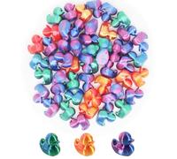 GUYOMM 3D Printed Mini Ducks 50 Pack, Laser Ducks, Multicolored, Tiny Figurines for Garden Ornament, Cake Decoration, Gift
